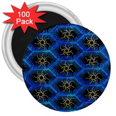 Blue Bee Hive Pattern- 3  Magnets (100 Pack) by Amaryn4rt