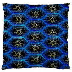 Blue Bee Hive Pattern- Large Premium Plush Fleece Cushion Case (one Side) by Amaryn4rt