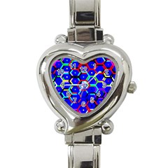 Blue Bee Hive Pattern Heart Italian Charm Watch by Amaryn4rt