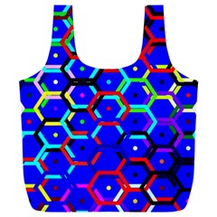 Blue Bee Hive Pattern Full Print Recycle Bag (xxl) by Amaryn4rt