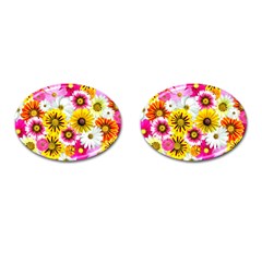 Flowers Blossom Bloom Nature Plant Cufflinks (oval) by Amaryn4rt