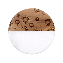 Flowers Blossom Bloom Nature Plant Classic Marble Wood Coaster (Round) 