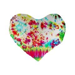 Pattern Decorated Schoolbus Tie Dye Standard 16  Premium Flano Heart Shape Cushions by Amaryn4rt