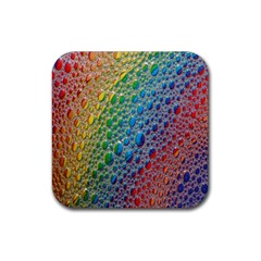 Bubbles Rainbow Colourful Colors Rubber Coaster (square) by Amaryn4rt