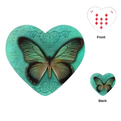 Butterfly Background Vintage Old Grunge Playing Cards Single Design (heart) by Amaryn4rt