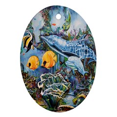 Colorful Aquatic Life Wall Mural Oval Ornament (two Sides) by Simbadda