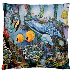 Colorful Aquatic Life Wall Mural Large Cushion Case (one Side) by Simbadda