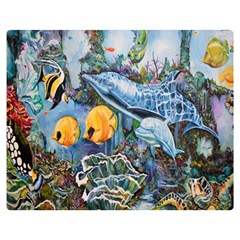 Colorful Aquatic Life Wall Mural Premium Plush Fleece Blanket (medium) by Simbadda
