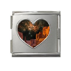 Geology Sand Stone Canyon Mega Link Heart Italian Charm (18mm)