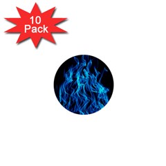 Digitally Created Blue Flames Of Fire 1  Mini Buttons (10 Pack)  by Simbadda