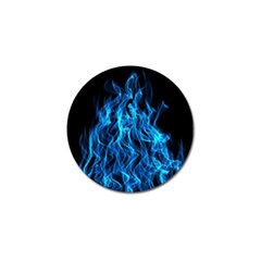 Digitally Created Blue Flames Of Fire Golf Ball Marker by Simbadda