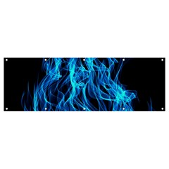 Digitally Created Blue Flames Of Fire Banner And Sign 12  X 4  by Simbadda