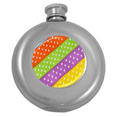 Colorful Easter Ribbon Background Round Hip Flask (5 Oz) by Simbadda