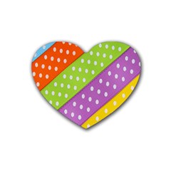 Colorful Easter Ribbon Background Rubber Heart Coaster (4 Pack) by Simbadda