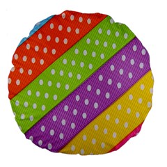 Colorful Easter Ribbon Background Large 18  Premium Flano Round Cushions by Simbadda