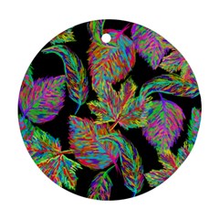 Autumn Pattern Dried Leaves Round Ornament (two Sides) by Simbadda