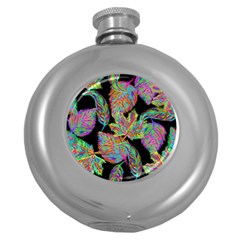 Autumn Pattern Dried Leaves Round Hip Flask (5 Oz)