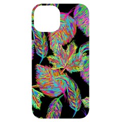 Autumn Pattern Dried Leaves Iphone 14 Black Uv Print Case by Simbadda