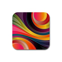 Abstract Colorful Background Wavy Rubber Square Coaster (4 pack)