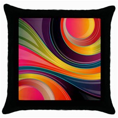 Abstract Colorful Background Wavy Throw Pillow Case (black) by Simbadda