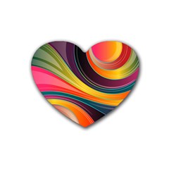 Abstract Colorful Background Wavy Rubber Coaster (heart) by Simbadda