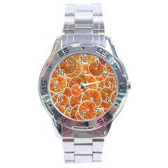 Oranges Background Texture Pattern Stainless Steel Analogue Watch by Simbadda