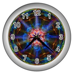 Mandala Pattern Kaleidoscope Wall Clock (silver)