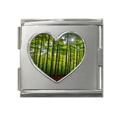 Green Forest Jungle Trees Nature Sunny Mega Link Heart Italian Charm (18mm)