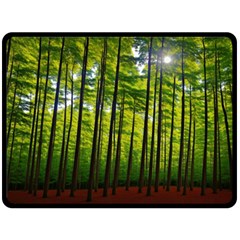 Green Forest Jungle Trees Nature Sunny Fleece Blanket (large)