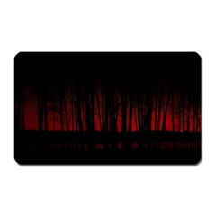 Scary Dark Forest Red And Black Magnet (rectangular)