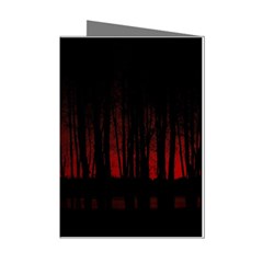 Scary Dark Forest Red And Black Mini Greeting Cards (pkg Of 8) by Ravend