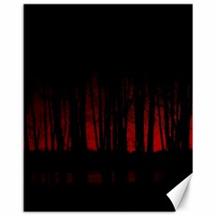 Scary Dark Forest Red And Black Canvas 11  X 14  by Ravend