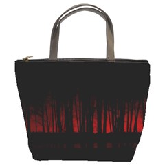 Scary Dark Forest Red And Black Bucket Bag by Ravend