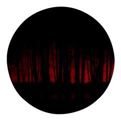 Scary Dark Forest Red And Black Round Glass Fridge Magnet (4 Pack) by Ravend