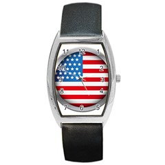 United Of America Usa Flag Barrel Style Metal Watch by Celenk