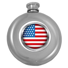 United Of America Usa Flag Round Hip Flask (5 Oz) by Celenk