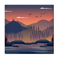 Cool Landscape Night Minimal Art Minimalist Tile Coaster