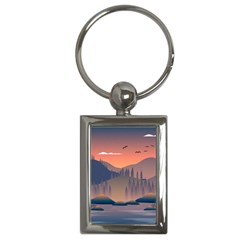 Cool Landscape Night Minimal Art Minimalist Key Chain (rectangle)