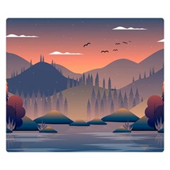 Cool Landscape Night Minimal Art Minimalist Premium Plush Fleece Blanket (small)