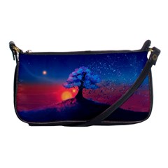 Dark Tree Sunset Landscape Art Shoulder Clutch Bag by Ravend