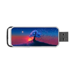 Dark Tree Sunset Landscape Art Portable Usb Flash (two Sides)