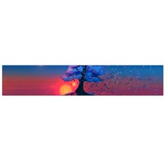 Dark Tree Sunset Landscape Art Large Premium Plush Fleece Scarf 