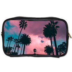 Nature Sunset Sky Clouds Palms Tropics Porous Toiletries Bag (two Sides) by Ravend