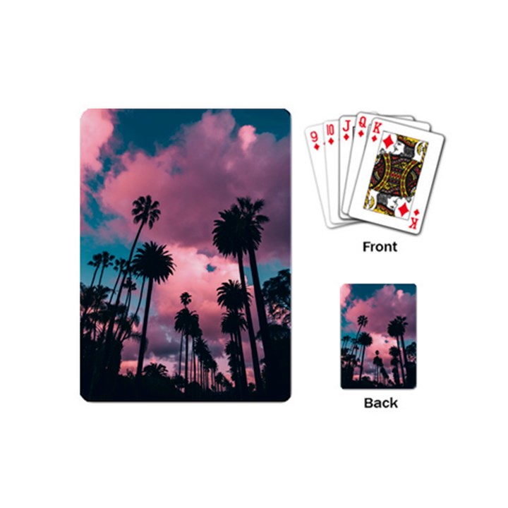 Nature Sunset Sky Clouds Palms Tropics Porous Playing Cards Single Design (Mini)