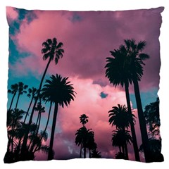 Nature Sunset Sky Clouds Palms Tropics Porous Large Cushion Case (one Side) by Ravend