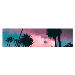 Nature Sunset Sky Clouds Palms Tropics Porous Oblong Satin Scarf (16  X 60 )