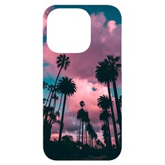 Nature Sunset Sky Clouds Palms Tropics Porous Iphone 14 Pro Black Uv Print Case by Ravend