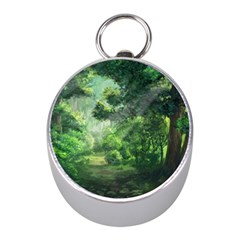 Anime Green Forest Jungle Nature Landscape Mini Silver Compasses