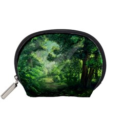 Anime Green Forest Jungle Nature Landscape Accessory Pouch (small)