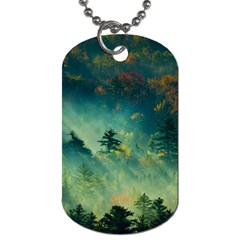 Green Tree Forest Jungle Nature Landscape Dog Tag (two Sides)